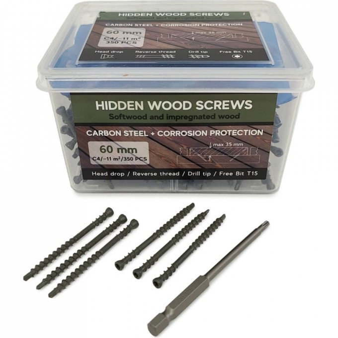 Саморезы CAMO Hidden Wood Screws C4 60 мм, 350 шт. 60350C4